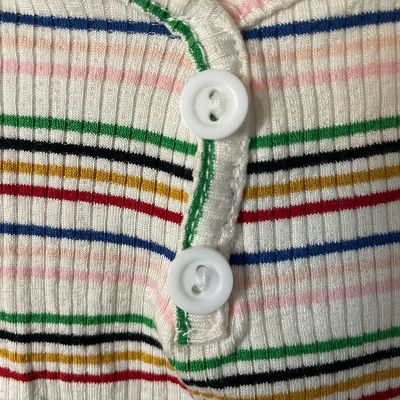 Forever 21 Ribbed White Rainbow Striped Cropped Tank Top Y2K - Picture 2 of 5